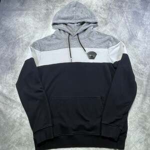 BERTIGO Men's Color Block Grey White Black Pullover Hoodie Size M